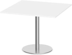Classic Square Meeting Table 42" With Round Brushed Metal Base -White