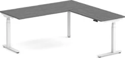 Enhance Electric Height-Adjustable L-Shape Desk 72" X 72" - Newport Grey With White Base
