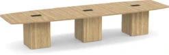 Classic Boat-Shape Conference Table 14 Ft With Cube Base - Aspen