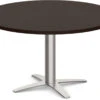 Classic Round End Table 36" With Cross Brushed Metal Base - Espresso