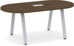 Signature Racetrack Conference Table 6 Ft - Modern Walnut With Silver Metal Legs