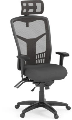CoolMesh Executive High Back Chair - Grey Fabric With Headrest