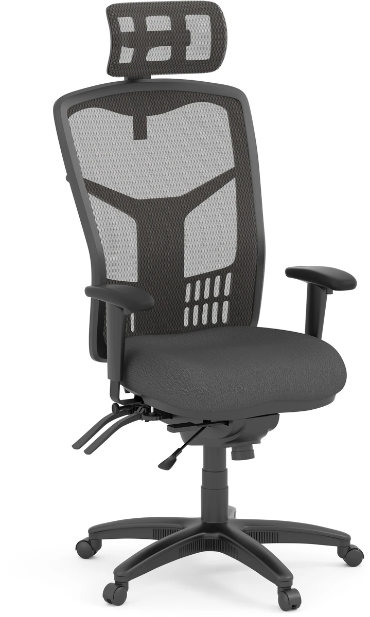 CoolMesh Executive High Back Chair - Black Fabric With Headrest