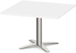 Classic Square End Table 30" With Cross Brush Metal Base - White