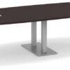 Classic Boat-Shape Conference Table 12 Ft With Palmer Brushed Double Base - Espresso