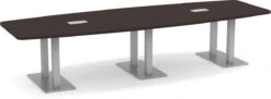 Classic Boat-Shape Conference Table 12 Ft With Palmer Brushed Double Base - Espresso