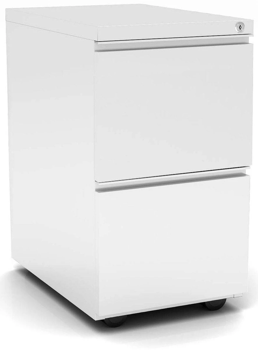 Premium Steel Metal Filing Cabinets - 2 Drawer In White With Casters