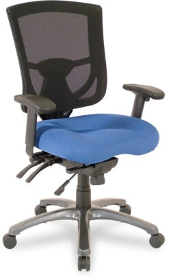 CoolMesh Pro Executive Mid Back Chair - Blue Fabric With Titanium Base