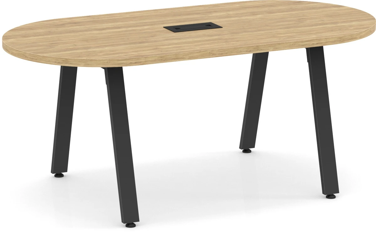 Signature Racetrack Conference Table 6 Ft - Aspen With Black Metal Legs