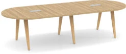 Signature Racetrack Conference Table 10 Ft - Aspen With Natural Oak Legs And Silver Hardware