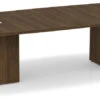 Classic Boat-Shape Conference Table 12 Ft With Cube Base - Modern Walnut