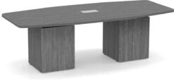 Classic Boat-Shape Conference Table 8 Ft With Cube Base - Newport Grey