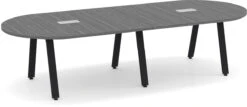 Signature Racetrack Conference Table 10 Ft - Newport Grey With Black Metal Legs