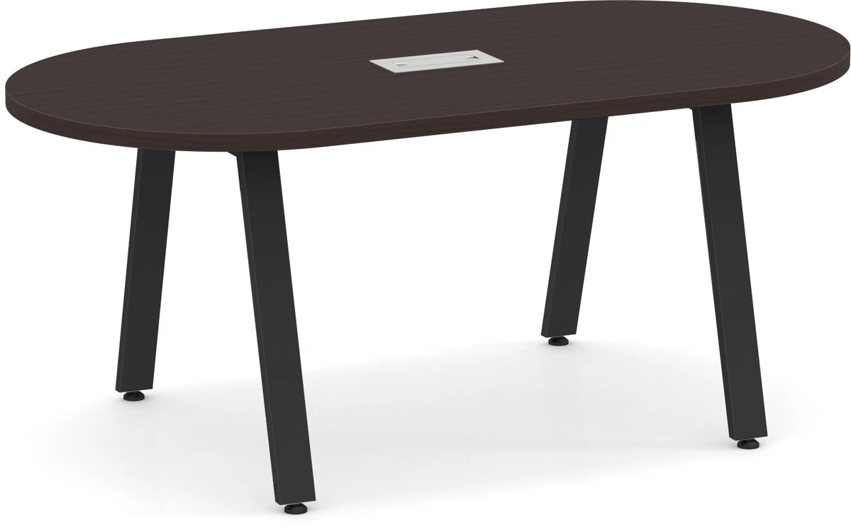 Signature Racetrack Conference Table 6 Ft - Espresso With Black Metal Legs