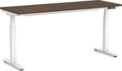 Enhance Electric Height-Adjustable Desk 30" X 72" - Modern Walnut With White Base