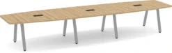 Signature Boat-Shape Conference Table 16 Ft - Aspen With Silver Metal Legs