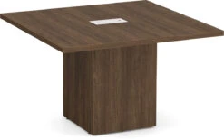 Classic Square-Edge Conference Table 4 Ft With Cube Base - Modern Walnut
