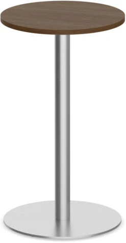 Classic Round Bistro Table 24" With Round Brushed Metal Base - Modern Walnut