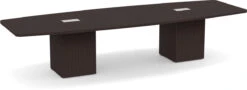 Classic Boat-Shape Conference Table 12 Ft With Cube Base - Espresso