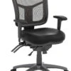 CoolMesh Executive Mid Back Chair - Black Leather With Titanium Base