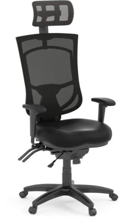 CoolMesh Pro Executive High Back Chair - Black Antimicrobial Vinyl With Headrest