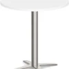 Classic Round Meeting Table 36" With Square-Edge Top And Cross Brushed Metal Base - White