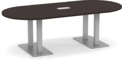 Classic Racetrack Conference Table 8 Ft With Palmer Brushed Double Base - Espresso