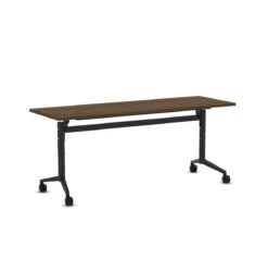 Flip Top Table With Square-Edge Top 24" X 60" - Modern Walnut Top With Black Base