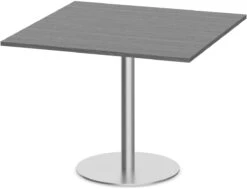 Classic Square Meeting Table 42" With Round Brushed Metal Base -Newport Grey