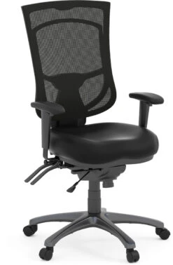 CoolMesh Pro Executive High Back Chair - Black Antimicrobial Vinyl With Titanium Base