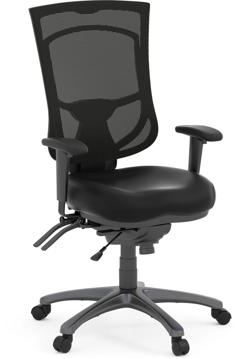 CoolMesh Pro Executive High Back Chair - Black Antimicrobial Vinyl With Titanium Base