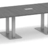 Classic Racetrack Conference Table 16 Ft With Palmer Brushed Double Base - Newport Grey