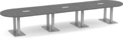 Classic Racetrack Conference Table 16 Ft With Palmer Brushed Double Base - Newport Grey
