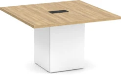 Classic Square-Edge Conference Table 4 Ft With Cube Base - Aspen With White Base