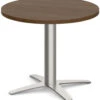 Classic Round End Table 24" With Cross Brushed Metal Base - Modern Walnut