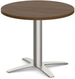 Classic Round End Table 24" With Cross Brushed Metal Base - Modern Walnut