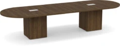 Classic Racetrack Conference Table 12 Ft With Cube Base - Modern Walnut