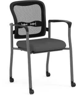 Spice! Stackable Mesh Guest Chair - Grey With Casters