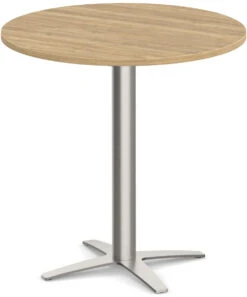 Classic Round Meeting Table 30" With Cross Brushed Metal Base - Aspen