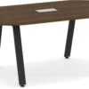 Signature Racetrack Conference Table 6 Ft - Modern Walnut With Black Metal Legs