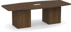 Classic Boat-Shape Conference Table 8 Ft With Cube Base - Modern Walnut