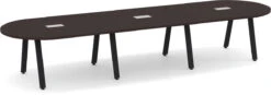 Signature Racetrack Conference Table 14 Ft - Espresso With Black Metal Legs