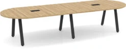 Signature Racetrack Conference Table 12 Ft - Aspen With Black Metal Legs