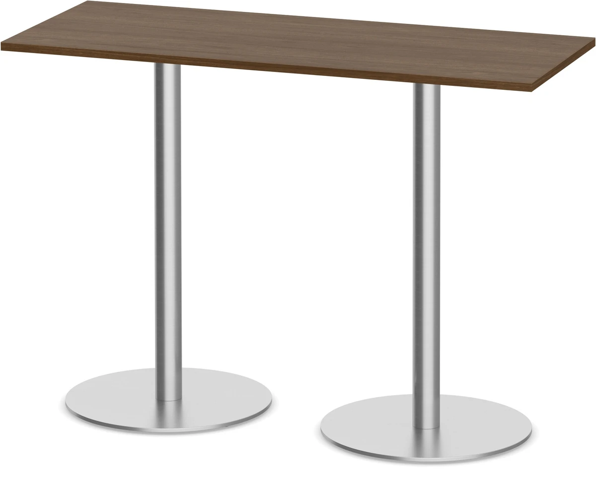 Classic Bistro Meeting Table 24" X 60" With Brushed Metal Base - Modern Walnut