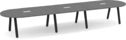 Signature Racetrack Conference Table 16 Ft - Newport Grey With Black Metal Legs