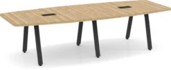 Signature Boat-Shape Conference Table 10 Ft - Aspen With Black Metal Legs