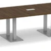 Classic Racetrack Conference Table 16 Ft With Palmer Brushed Double Base - Modern Walnut