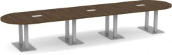 Classic Racetrack Conference Table 16 Ft With Palmer Brushed Double Base - Modern Walnut