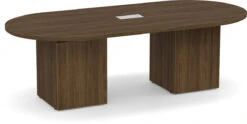 Classic Racetrack Conference Table 8 Ft With Cube Base - Modern Walnut