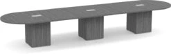 Classic Racetrack Conference Table 16 Ft With Cube Base - Newport Grey